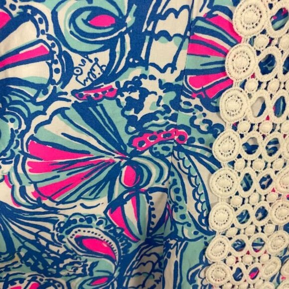 Lilly Pulitzer For Target NWT My Fans Sleeveless Split Neck Shift Mini Dress Wo - Picture 8 of 16